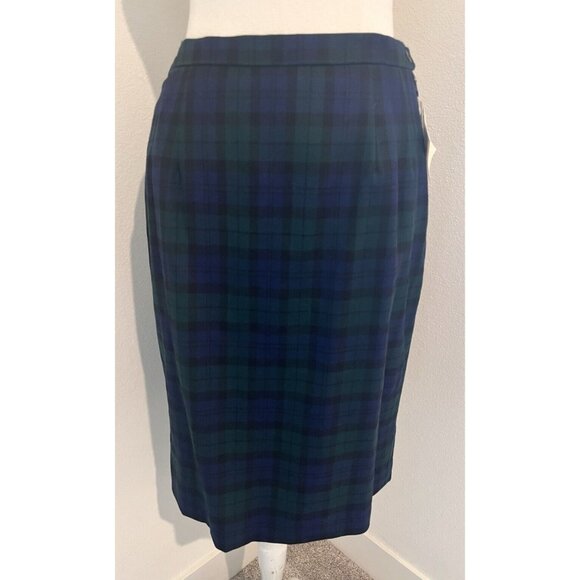 Vtg Pendleton 12 wool pencil skirt Blk watch Tartan Plaid New tags Preppy Academ - Picture 1 of 8